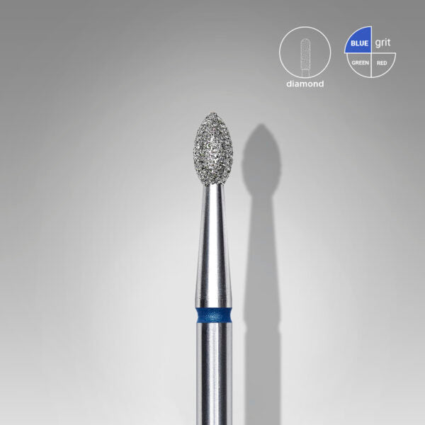 Staleks Pro-Embout diamanté pour ongles, tête arrondie (Pointed Bud) bleu