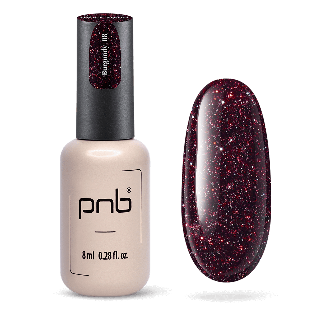 PNB-Vernis Gel Shock Effect, Burgundy 08