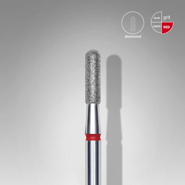 Staleks Pro-Embout diamanté pour ongles, cylindrique arrondi rouge