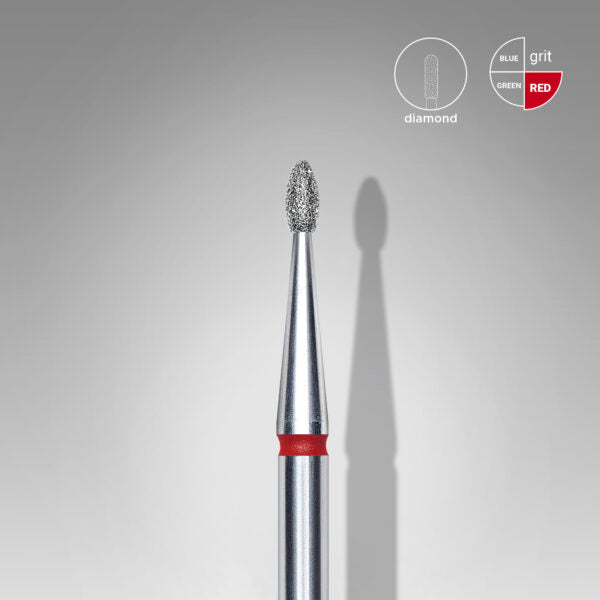 Staleks Pro-Embout diamanté pour ongles, tête arrondie (Bud) rouge
