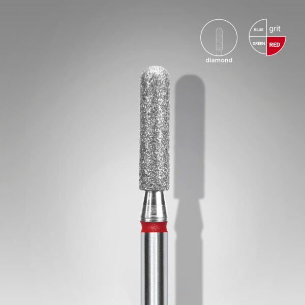 Staleks Pro-Embout diamanté pour ongles, cylindrique arrondi rouge