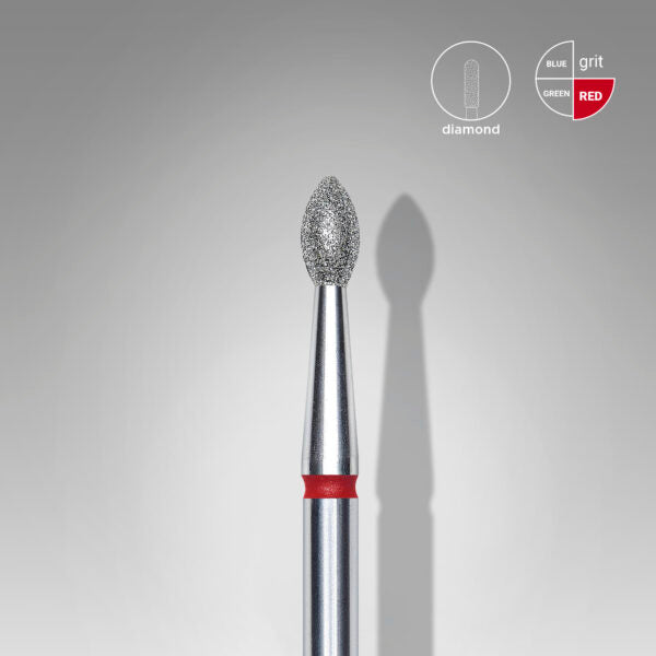 Staleks Pro-Embout diamanté pour ongles, tête arrondie (Pointed Bud) rouge