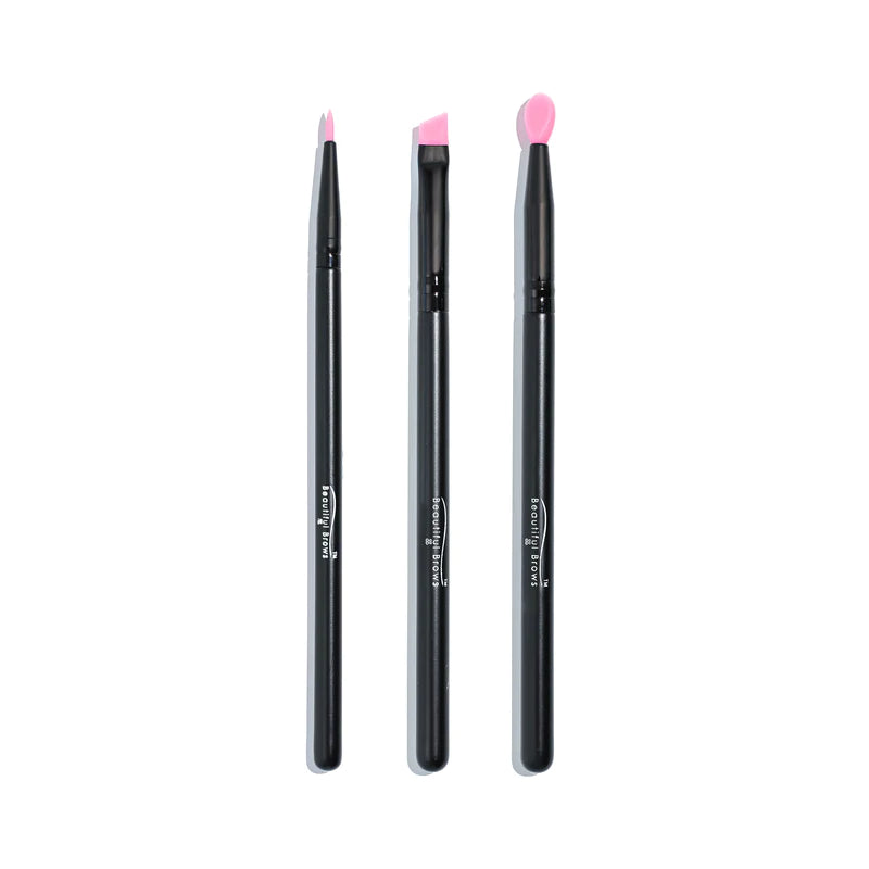 BOMB Duo Lash Lift & Brow Lamination-Ensemble de 3 pinceaux Silicon Rose