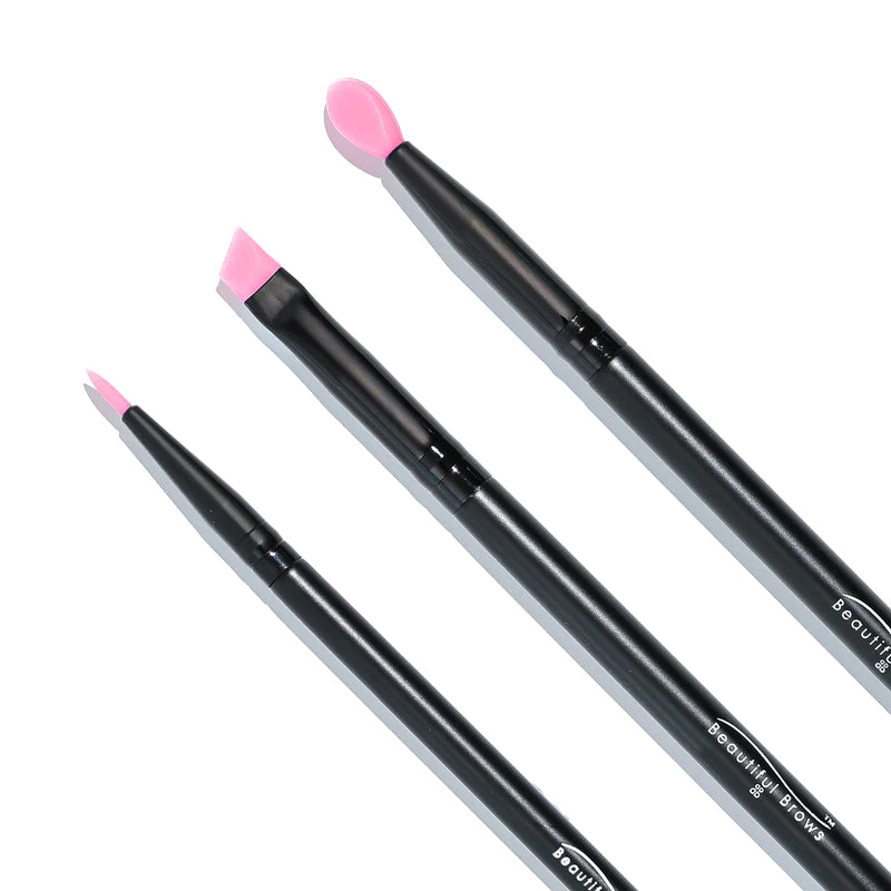 BOMB Duo Lash Lift & Brow Lamination-Ensemble de 3 pinceaux Silicon Rose