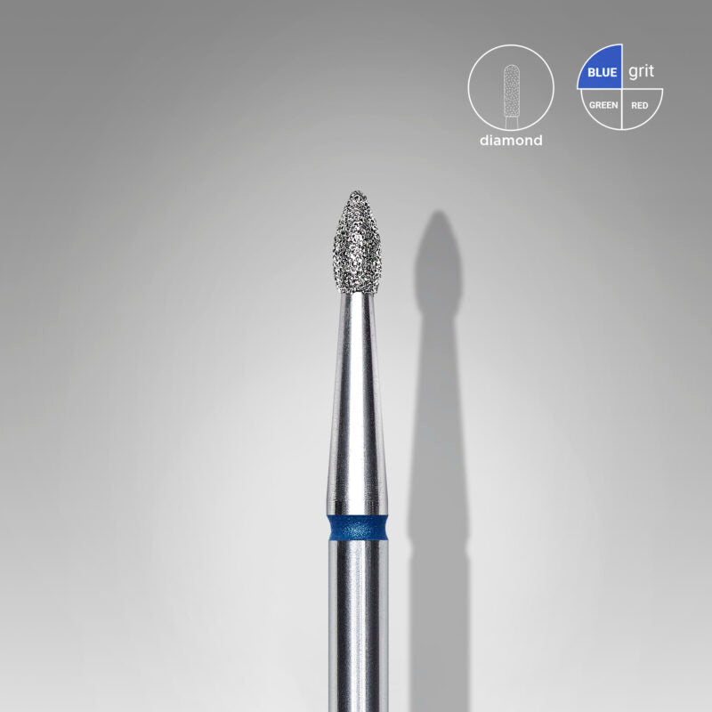 Staleks Pro-Embout diamanté pour ongles, tête arrondie (Pointed Bud) bleu