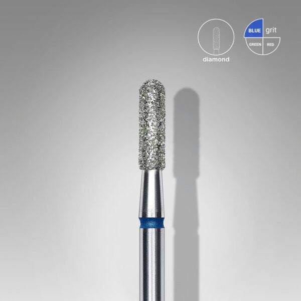 Staleks-Diamond nail drill bit, rounded “cylinder”, blue, head diameter 2.3 mm/ working part 8 mm