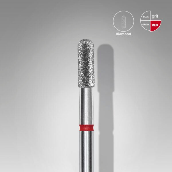 Staleks Pro-Embout diamanté pour ongles, cylindrique arrondi rouge