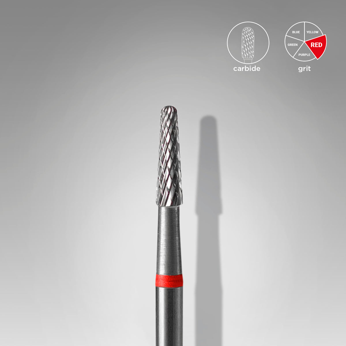 Staleks-Carbide nail drill bit, “cone” red, head diameter 2.3 mm / working part 8 mm