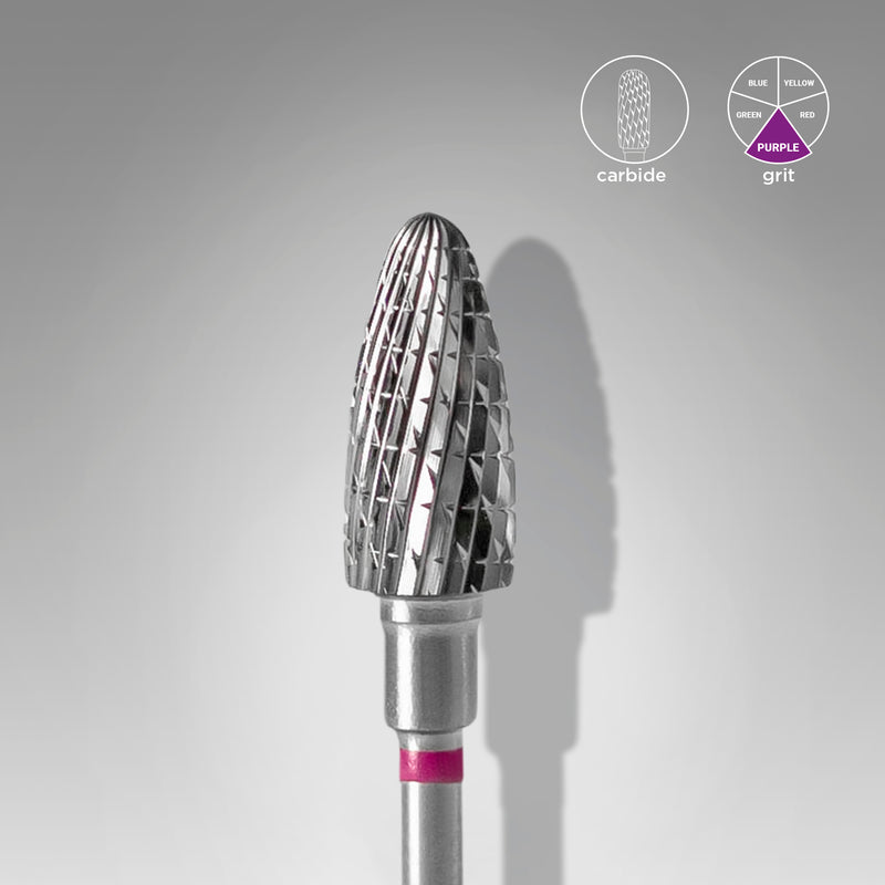 Staleks-Carbide nail drill bit, “corn” purple, head diameter 6 mm / working part 14 mm New