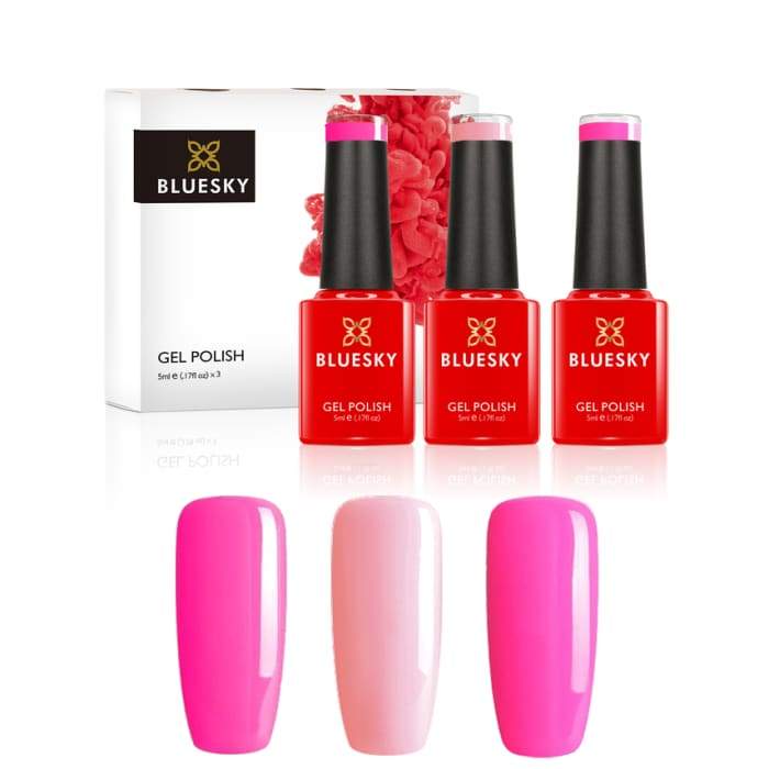 Minis gel nail polish set from Bluesky CANDY PINKS