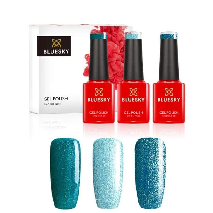 Mini-Gel Nail Polish Set from Bluesky CRYSTAL TEALS