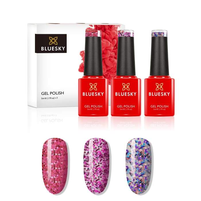 Minis gel nail polish set from Bluesky GLITTERS