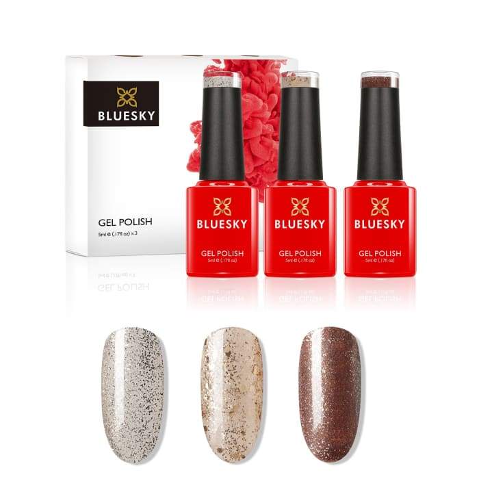 Minis gel nail polish set from Bluesky GOLDEN GODDESS