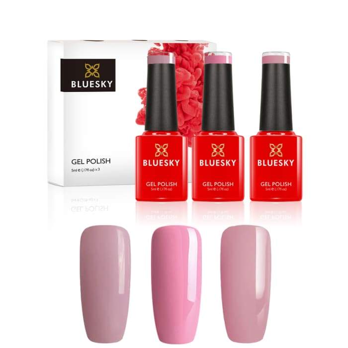 Minis gel nail polish set from Bluesky NUDE PINKS