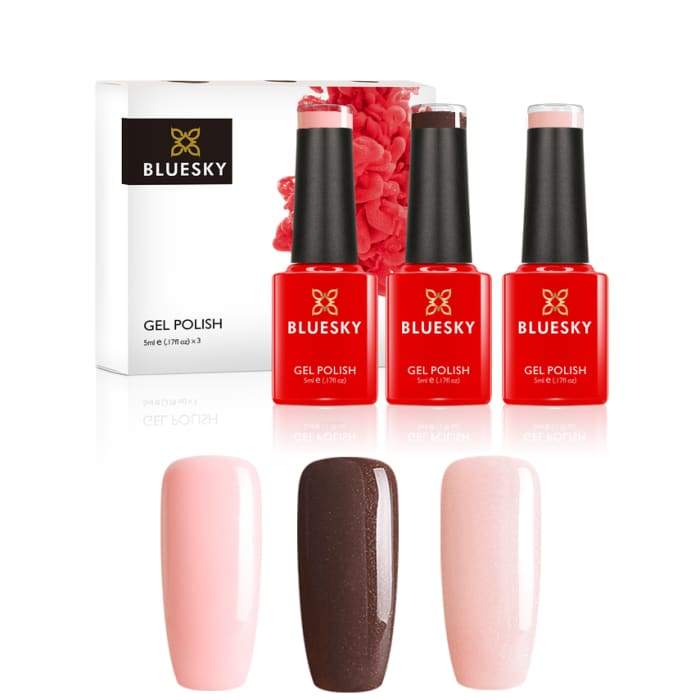 Minis gel nail polish set from Bluesky NUDE POWDER TRIO