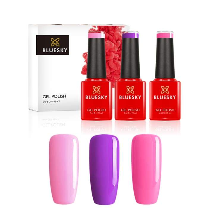 Minis gel nail polish set from Bluesky PARTY PURPLES