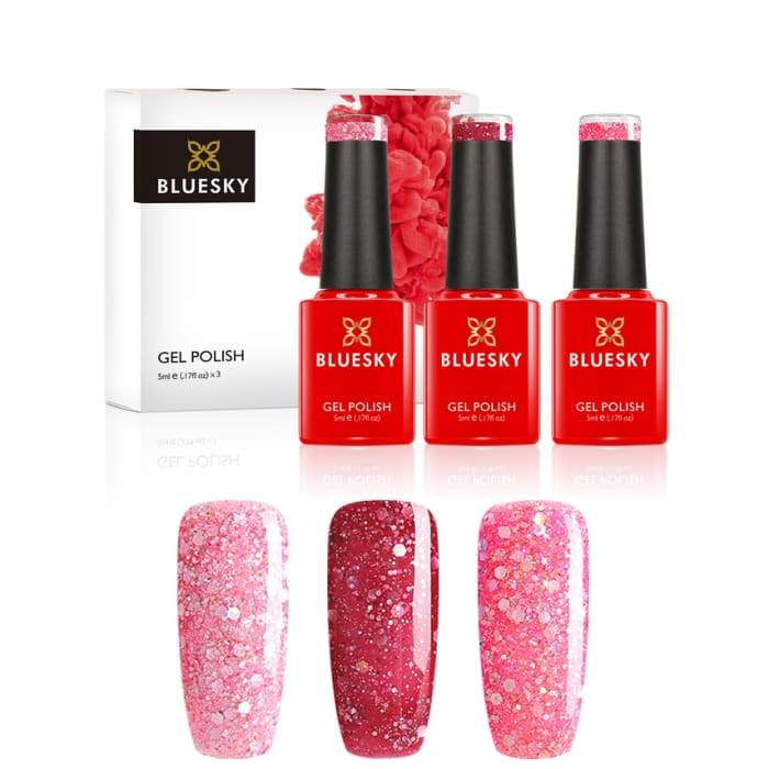 Minis set of gel nail polish from Bluesky PINK CONFETTI