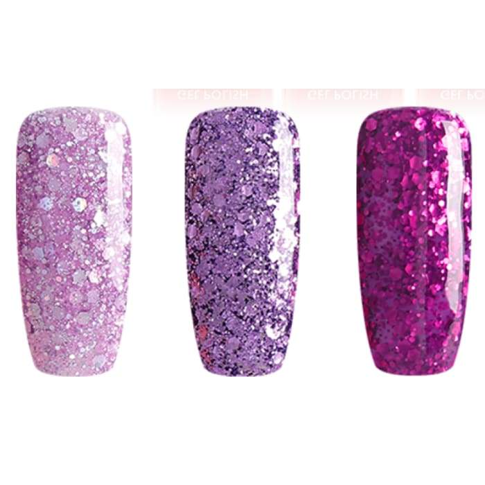 Minis set of gel nail polish from Bluesky PURPLE CONFETTI