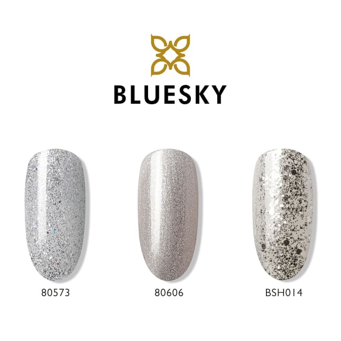 Minis gel nail polish set from Bluesky SEXY SILVERS