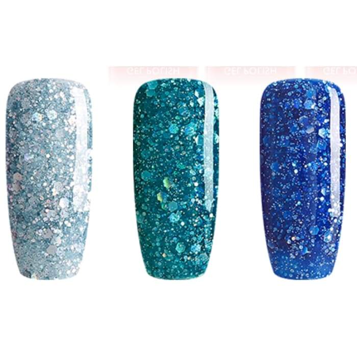Minis set of gel nail polish from Bluesky TEAL CONFETTI