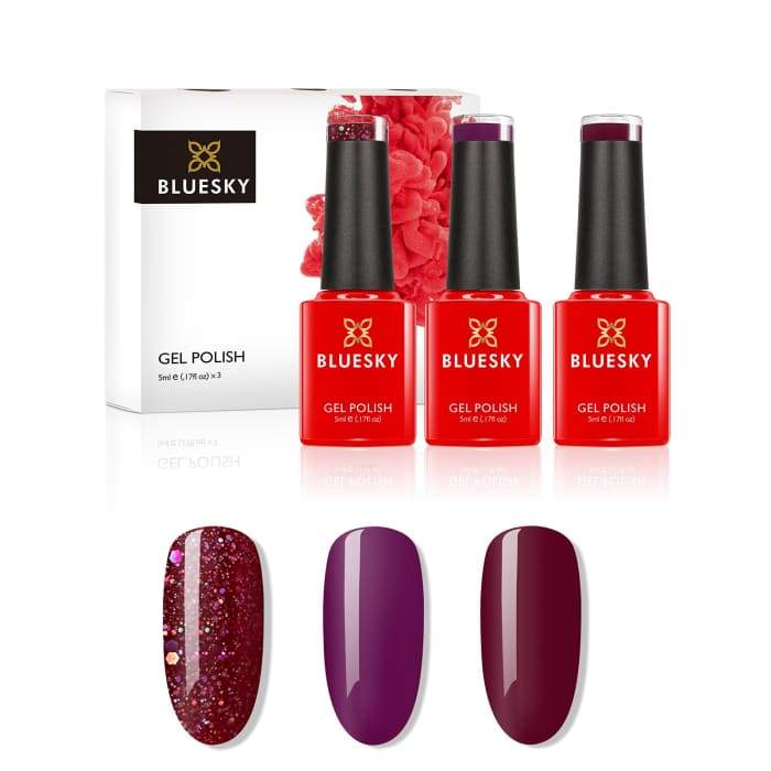 Minis gel nail polish set from Bluesky WINTER REDS
