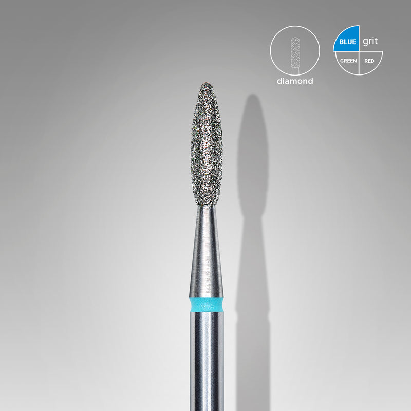 Staleks Diamond nail drill bit, “flame”, Blue, head diameter 2.1 mm/ working part 8 mm FA10B021/8
