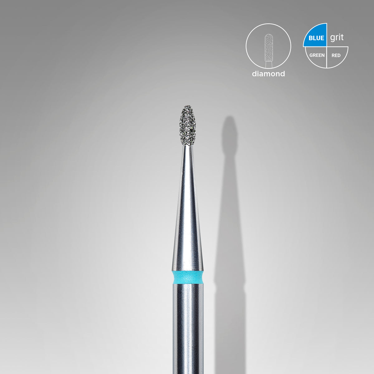 Diamond nail drill bit, rounded “bud” , blue, head diameter 1.2 mm/ working part 3 mm FA50B012/3