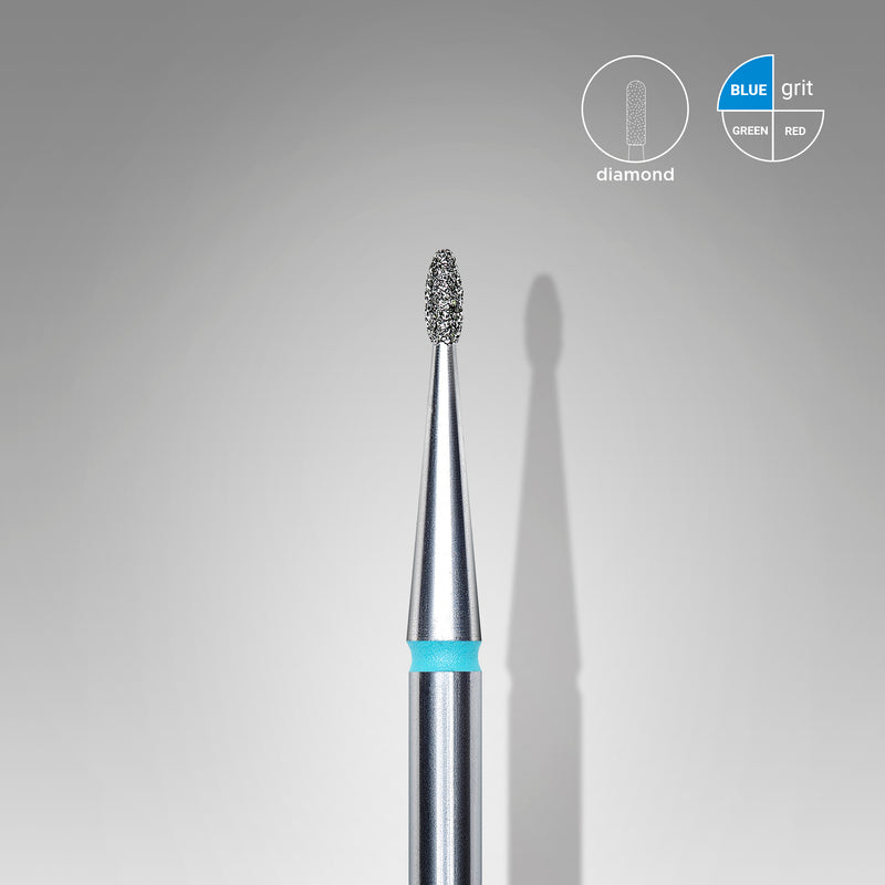 Diamond nail drill bit, rounded “bud” , blue, head diameter 1.2 mm/ working part 3 mm FA50B012/3