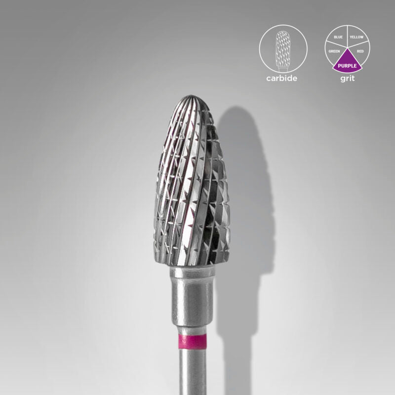 Staleks Pro Carbide embout de fraiseuse, “corn” violet, diamètre 6 mm / longueur 14 mm