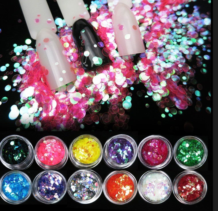 Ensemble Inter Beauté Nails Paillettes rondes Arc-en-ciel